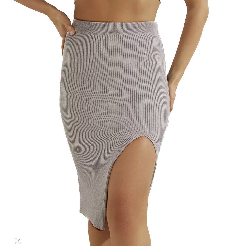Guess Kalani Thigh Slit Sweater Skirt in‎ Moondust Heather Size XS - NWT